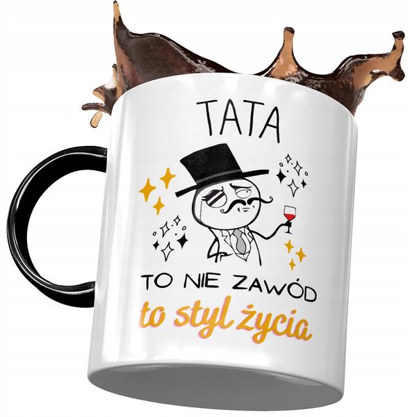 Kubek Czarny Dla Taty Ojca Na Dzień Taty Prezent Z Nadrukiem Ze Zdjęciem zdjęcie 1