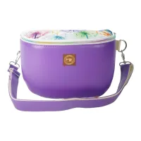 Duża Torebka Nerka Damska - Fioletowa i Pastelowe Dmuchawce