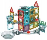 Klocki magnetyczne konstrukcyjne Tor Kulkowy 72el zjeżdzalnia magnesy