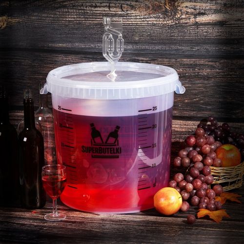 FERMENTATOR WIADRO FERMENTACYJNE 30 L na WINO PIWO z POKRYWĄ SKALĄ RURKĄ na Arena.pl