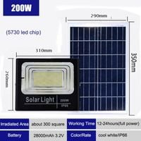 Zestaw solarny halogen LED 200W IP68, czujnik ruchu, panel i pilot