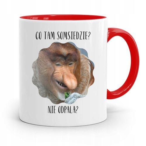 Kubek Czerwony Nosacz Janusz Co Tam Somsiedzie Z Nadrukiem Ze Zdjęciem na Arena.pl