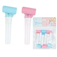 Gwizdki rozwijane trąbki niebieskie i różowe, 6 szt.