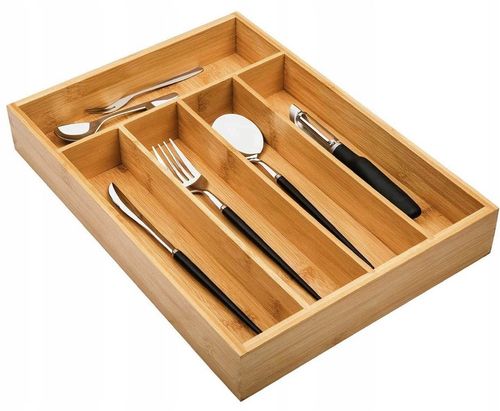 WKŁAD DO SZUFLADY NA SZTUĆCE POJEMNIK ORGANIZER DREWNIANY BAMBUSOWY na Arena.pl