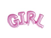 Zestaw balonów foliowych, napis "Girl", różowy, 107 cm x 38 cm