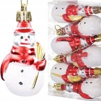 Bombka dekorowana, Bałwan, Bombki kształtki, Zestawy 7,5 cm 6 szt. PREMIUM