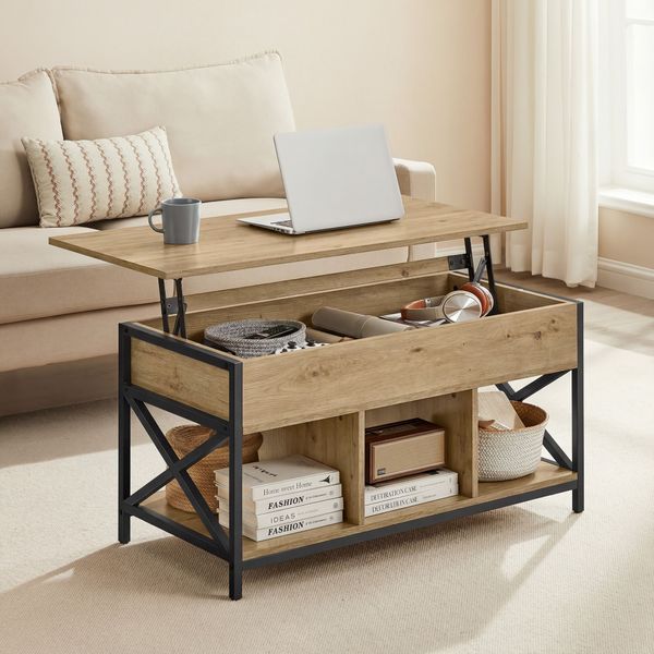 Stolik kawowy loft 100x50 cm dąb artisan wysuwany blat zdjęcie 2