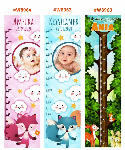Miarka wzrostu PŁÓTNO nadruk DUŻA prezent ROCZEK zdjęcie 6