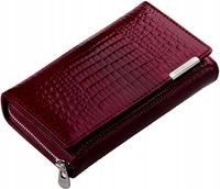 POJEMNY Lakierowany PORTFEL DAMSKI Duży SKÓRZANY Pakowny SUWAK Zamek