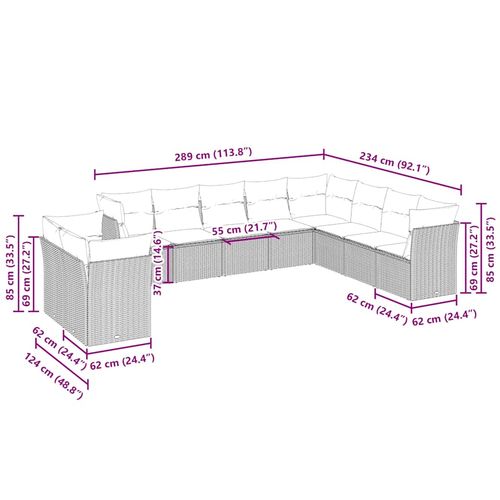 10-cz. zestaw wypoczynkowy do ogrodu, z poduszkami, jasnoszary na Arena.pl