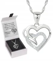 SREBRNY NASZYJNIK SERCE SREBRO 925 ŁAŃCUSZEK DAMSKI Z ZAWIESZKĄ GRAWER