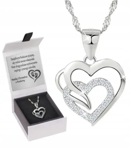 SREBRNY NASZYJNIK SERCE SREBRO 925 ŁAŃCUSZEK DAMSKI Z ZAWIESZKĄ GRAWER na Arena.pl
