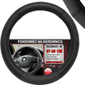 NAKŁADKA NA KIEROWNICĘ SKÓRZANA POKROWIEC CZARNA SKÓRA 6 KAWAŁKÓW 37-38 CM