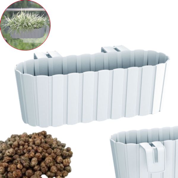 4x Skrzynka na balustradę DDECZ400 Doniczka balkonowa + Keramzyt 4l zdjęcie 2