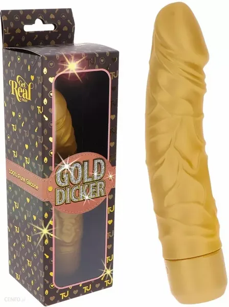 Wodoodporny Wibrator - Gold Dicker Original Vibrator Złoty A Skromny! zdjęcie 1
