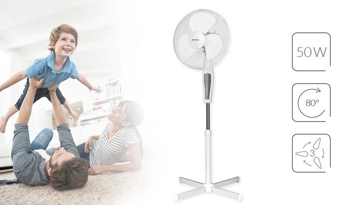 Wentylator stojący z pilotem wiatrak MPM BWP-02 biały zdjęcie 7