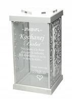 biały ZNICZ GRAWER KAPLICZKA personalizowany twój napis dedykacja DLA BABCI