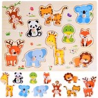 puzzle drewniane zwierzaki układanka 10 el za4721