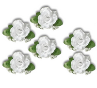 Zestaw białych  róż 6szt ozdoba dekoracje ślubne na samochód sztuczne