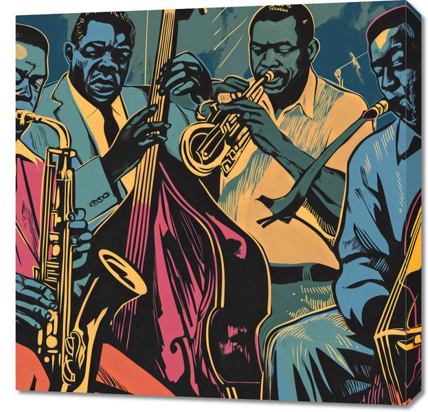 Obraz 70x70cm Jazzmani w Gazie zdjęcie 1