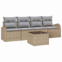 Zestaw Sof na Ogród 5 pcs Beżowy 55 x 55 x 37 cm Polirattan