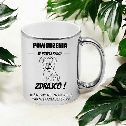 KUBEK SREBRNY NA POŻEGNANIE KOLEŻANKI KOLEGI Z PRACY ŚMIESZNY PREZENT na Arena.pl