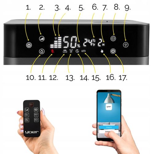 5w1 Nawilżacz powietrza Oczyszcza Jonizator Yoer AUTOMATYCZNY +Aromaterapia na Arena.pl