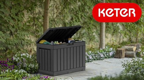 SKRZYNIA OGRODOWA KETER KENTWOOD 190L SCHOWEK SIEDZISKO POJEMNIK ANTRACYT na Arena.pl