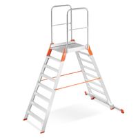 Drabina aluminiowa magazynowa mostek podest dwustronny 7 stopni 3,50m TUV