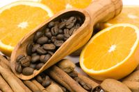 FOTOTAPETA kuchenna CYTRYNY KAWA ZIARNA KAWY