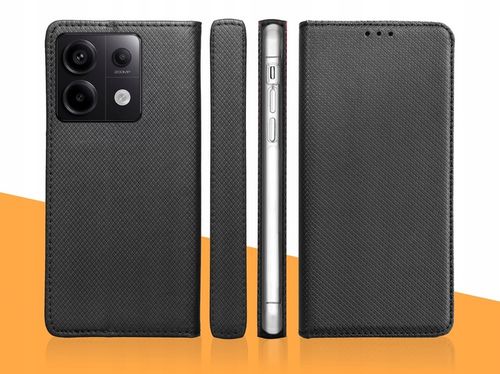 ETUI Z KLAPKĄ DO REDMI NOTE 13 PRO 5G / POCO X6 5G CZARNE ZAMYKANE + SZKŁO na Arena.pl