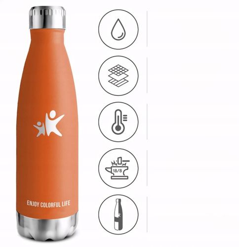 Termos Kubek Termiczny na Kawę Herbatę Stalowy Szczelny Pomarańczowy 350ml na Arena.pl