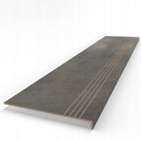 Stopnica schodowa z nacięciami antypoślizgowymi, szara kamień/beton 100x30