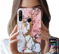 ETUI DO HUAWEI P30 LITE - RÓŻOWO BIAŁY MARMUREK, KAMIENNE WZORY