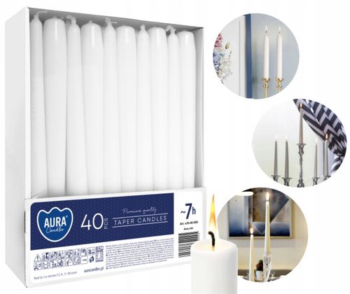 aura świece stołowe stożkowe białe 40 szt. s30-40-090 na Arena.pl