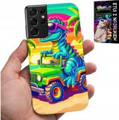 ETUI DO SAMSUNG GALAXY S21 Ultra - DINOZAUR W CIĘŻARÓWCE WZORY DLA DZIECI
