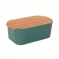CHLEBAK PLASTIKOWY POJEMNIK Z BAMBUSOWĄ POKRYWKĄ DO PIECZYWA 33X18,5X12 CM