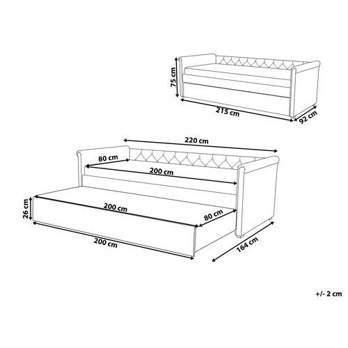 Łóżko wysuwane tapicerowane 80 x 200 cm zielone LIBOURNE na Arena.pl