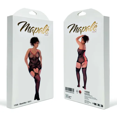 mapele snake rose bodystocking queen size czarno-czerwony na Arena.pl