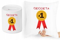 Dla Geodety Zestaw Poduszka + Skarbonka Prezent Z Nadrukiem Ze Zdjęciem