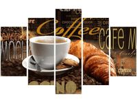 70 100CM OBRAZ 5 ELEM PORANNA KAWA DRUK PŁÓTNO