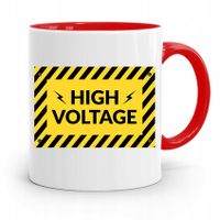 Kubek Czerwony Prezent Dla Elektryka High Voltage Z Nadrukiem Ze Zdjęciem