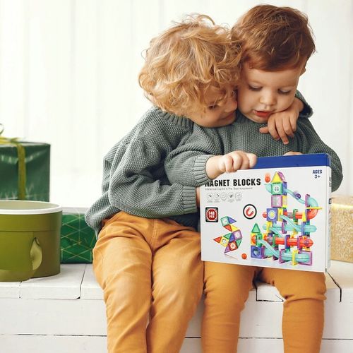 DUŻE KLOCKI MAGNETYCZNE Konstrukcyjne Labirynt Tor Kulkowy Zjeżdżalnia x148 na Arena.pl