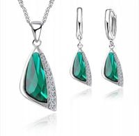 komplet biżuterii damskiej srebrnej 925 Zestaw Cyrkonia prezent Pudełko