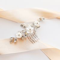 Ślubna ozdoba do rozpuszczonych włosów grzebyk srebrny KOKONET 4-0166