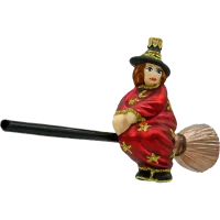 Bombka choinkowa szklana: Czerwona Czarownica na Miotle