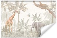 Fototapeta Dla Dzieci Dzikie ZWIERZĘTA Dżungla Palmy Natura 135cm x 90cm