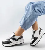 Czarne sneakersy z brokatowymi wstawlami Lang 40