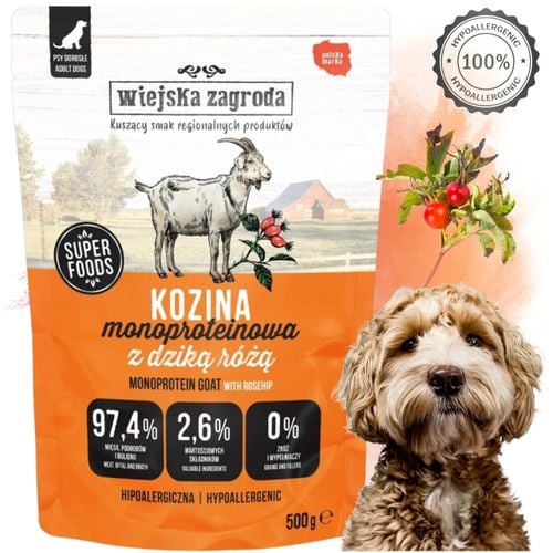 mokra karma dla psa wiejska zagroda monobiałkowa kozina 500g hipoalergiczna na Arena.pl