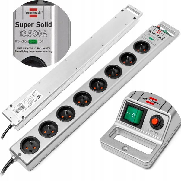 LISTWA ZASILAJĄCA ANTYPRZEPIECIOWA 8G Brennenstuhl Super Solid 13500 A zdjęcie 1
